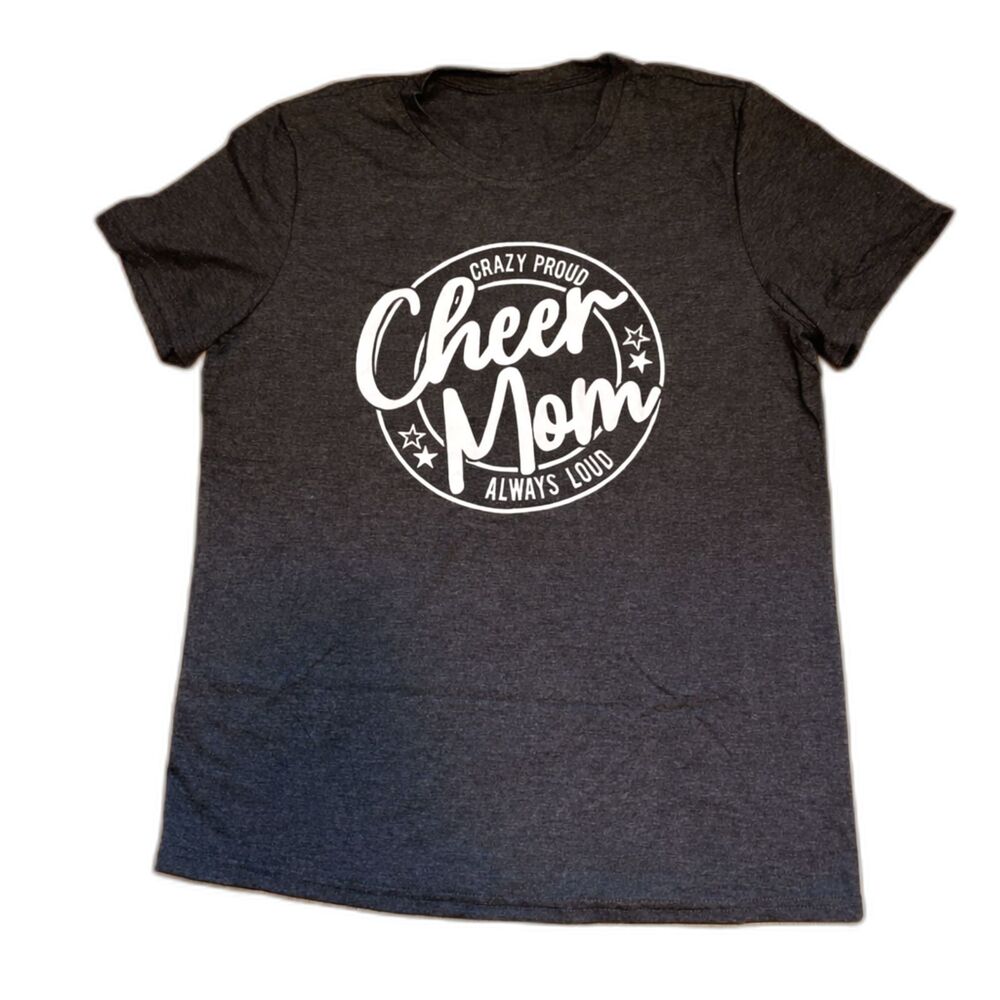 New Cheer Mom Women's Gray T-shirt WITH BONUS KEYCHAIN - MEDIUM